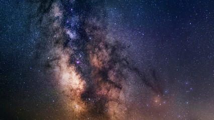 Wall Mural - Landscape with Milky way galaxy. Milky way galactic center. 