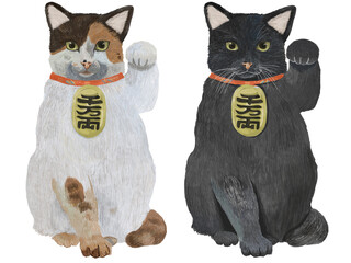 Naklejka na meble 左手を上げる招き猫風猫セット