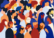 Flat illustration of a crowd containing inclusive and diversified people all together without any difference.