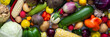 © pundapanda - Background with fresh autumn vegetables, organic healthy farm products banner, top view