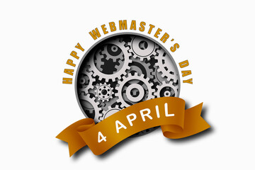 Webmaster Day. Holiday card with the date April 4 on a white background.