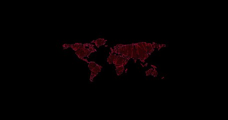 Wall Mural - 3d particle world map, global connection concept, digital technology, business background, 4k resolu