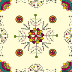 Wall Mural - Mulgi folk art pattern 7