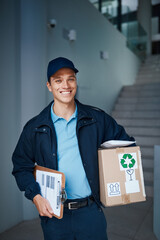 Leinwandbilder - I cant wait to deliver packages to customers today. Cropped shot of a handsome young man on his way to make a delivery.