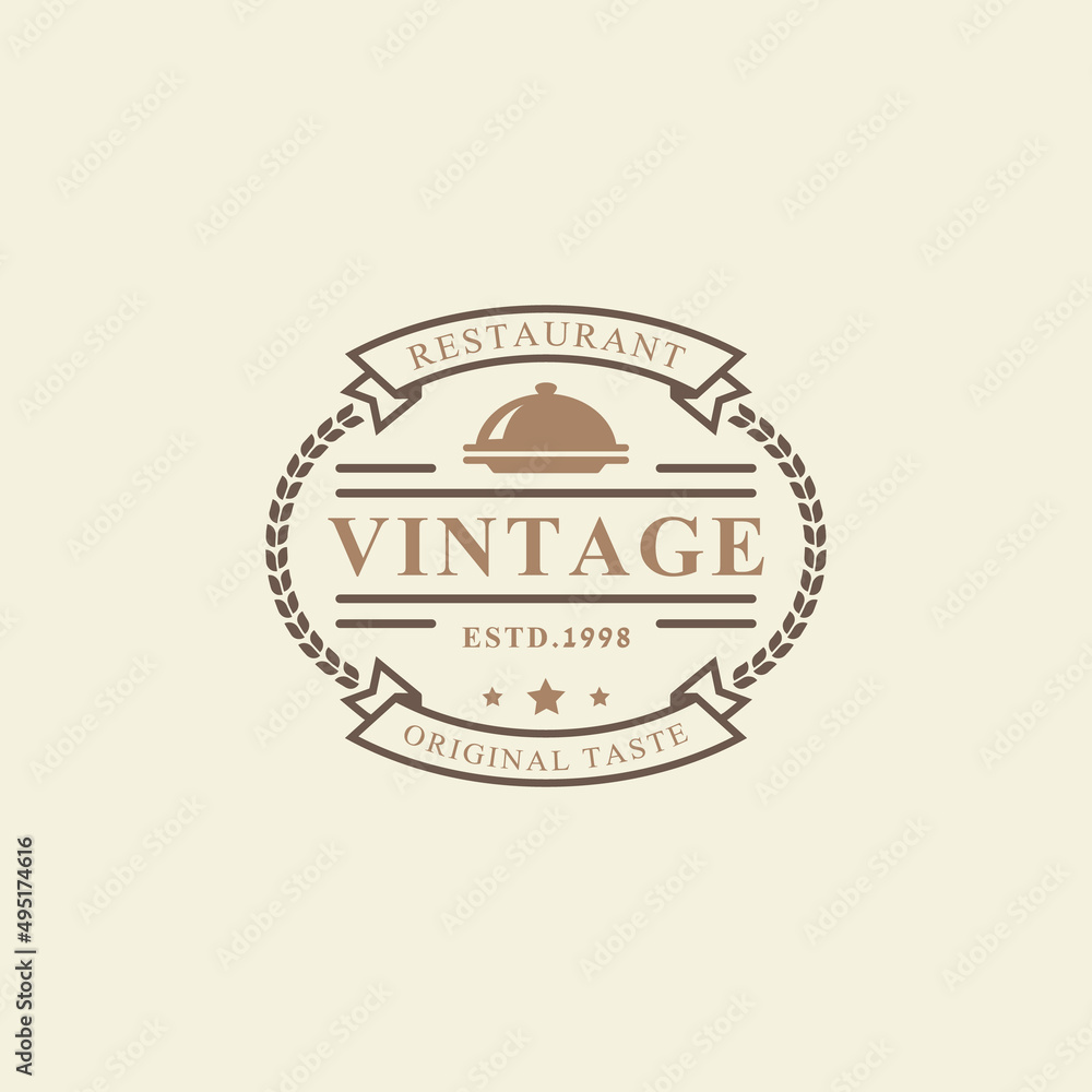 Vintage Retro Badge Restaurant and Cafe icons, Fast Food Logo Design ...