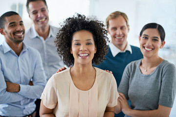 Aufkleber - Positivity leads to productivity. Portrait of a group of diverse colleagues standing in an office.
