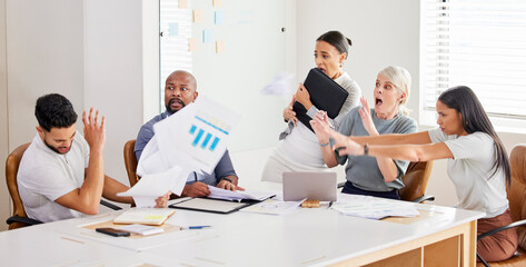 Poster - Not everyone cope well under pressure. Shot of a young businessman getting upset during a meeting.