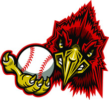 Angry Cardinal Mascot Holding Baseball For School, College Or League