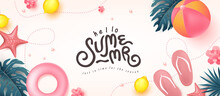 Colorful Summer Beach Vibes Background Layout Banner Design And Summer Calligraphy