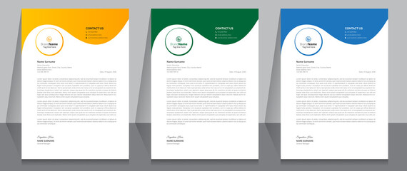 Wall Mural - Letterhead Format Template, Business Style Letterhead Design Template. Company Letterhead Template Designs.