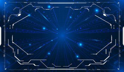 Aufkleber - HUD User Screen Interface Futuristic Modern Technology Design Virtual Reality Display Vector.
Stream Grid Pattern and Dots Lines Connection Tunnel Structure with Glow Star Illustration.