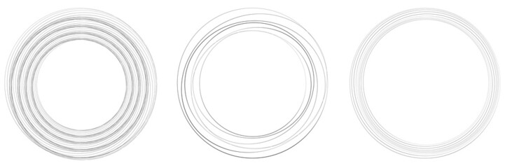 Poster - Random circles with hand drawn, free hand drawing effect. Concentric circles, rings shape