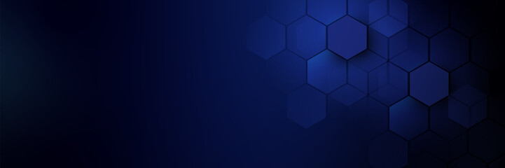 Leinwandbilder - Abstract blue geometric hexagon with futuristic technology digital hi tech concept background. Vector illustration