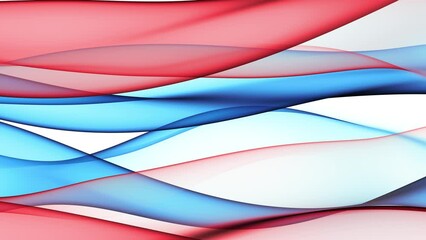 Wall Mural - Abstract colorful wavy background in bright blue and red colors on white backdrop. Modern colorful wallpaper. Seamless loop animation. 3d rendering.