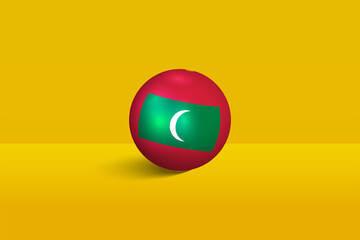 Wall Mural - Maldives round flag 3D render vector buttons shape, Maldives circle flag vector