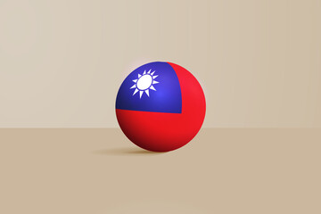 Wall Mural - Taiwan round flag 3D render vector buttons shape, Taiwan circle flag vector