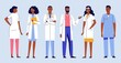 Medicine team concept with different african american ethnic doctors in hospital