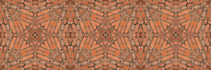 Wall Mural - Seamless red brick mosaic, stone wall texture for background.