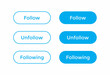 Follow, Unfollow, and Following Button Icon in Flat Style