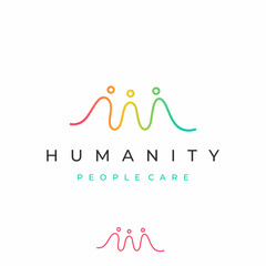 Line art People together human unity logo icon design vector