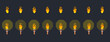 Pixel frame-by-frame animation of fire. A torch with a translucent glow.