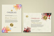 © emi - Two set certificate template with dynamic and futuristic polygonal color and modern background.