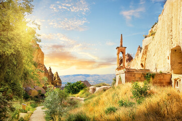 Wall Mural - observation tower in the rock monastery of the zelve valley