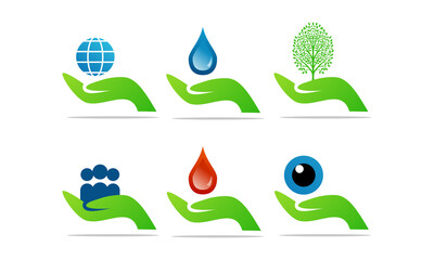 Wall Mural - set of care logo icon template, on isolated background