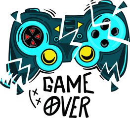 Sticker - Gamer  Typography  hand drawn print with joystick. For boys and girls graphic tees