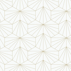 Wall Mural - geometric vector pattern, repeating linear hexagon shape with four line in center, pattern is clean 