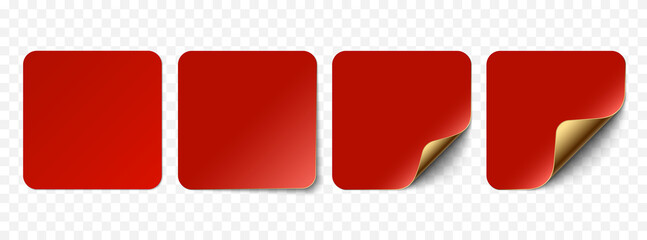 Poster - Vector red realistic paper stickers, sell tags on transparent background