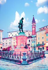 Wall Mural - beautiful amazing city scenery with the monument the famous italian violinist and composer giuseppe 