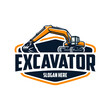 Excavator company emblem logo vector isolated. Best for land and construction related business