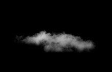 White Cloud Isolated On Black Background. Good For Atmosphere Creation. Graphic Design Resource
