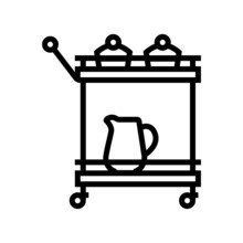 Trolley Bar Cart Line Icon Vector. Trolley Bar Cart Sign. Isolated Contour Symbol Black Illustration