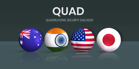 Wall Mural - quad countries summit with flags