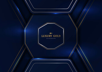 Wall Mural - Abstract luxury blue and gold template design of geometric template.