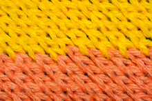 Yellow And Red Synthetic Knitted Fabric Texture