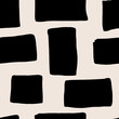 Abstract black rectangular shapes seamless pattern. Vector background