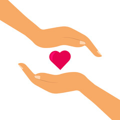 red heart between two hands vector illustration Open empty hand icon protection giving gesture vector illustration Vector hands and heart symbol illustration of two hands facing each other and there i