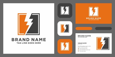 Wall Mural - Creative Thunder Concept Logo Design with business card Template