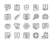 © Jane Kelly - Medicine icons. Vector line icons set. Health, medical clinic, healthcare concepts. Outline symbols, linear graphic elements. Modern design