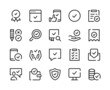 Approve icons. Vector line icons set. Check mark, quality control, approval concepts. Outline symbols, linear graphic elements. Modern design
