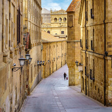 Medieval Street Of The World Heritage City Of Salamanca.