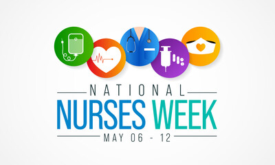 Wall Mural - National Nurses Week is observed in United states form 6th to 12th May of each year, to mark the contributions that nurses make to society. Vector illustration