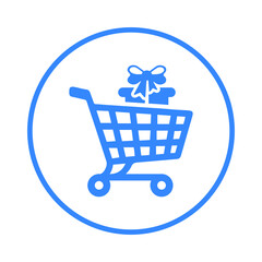 Wall Mural - Cart, trolley icon. Blue vector sketch.