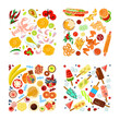 Square compositions menu banner with different with food.