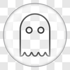 Wall Mural - Ghost simple icon. Flat desing. Glass button on transparent grid