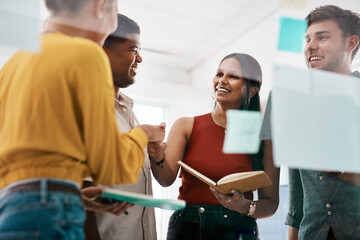 Poster - Our collaboration works because our skills complement each other. Shot of businesspeople shaking hands during a meeting in an office.