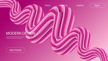 Abstract Pink Background. 3d Rendering, Spiral Twirl Design, Zigzag Wave. Texture Of Sweets, The Interweaving Of Lines. Liquid Pattern. Poster Holidays, Business, Social Networks. Vector Illustration